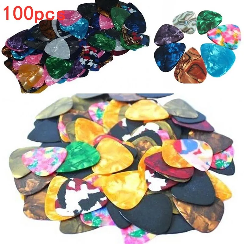 

100Pcs/Set Acoustic Picks Electric Bass Pic Plectrum Mediator Guitarra Musical Instrument Thickness Mix Guitar Pick