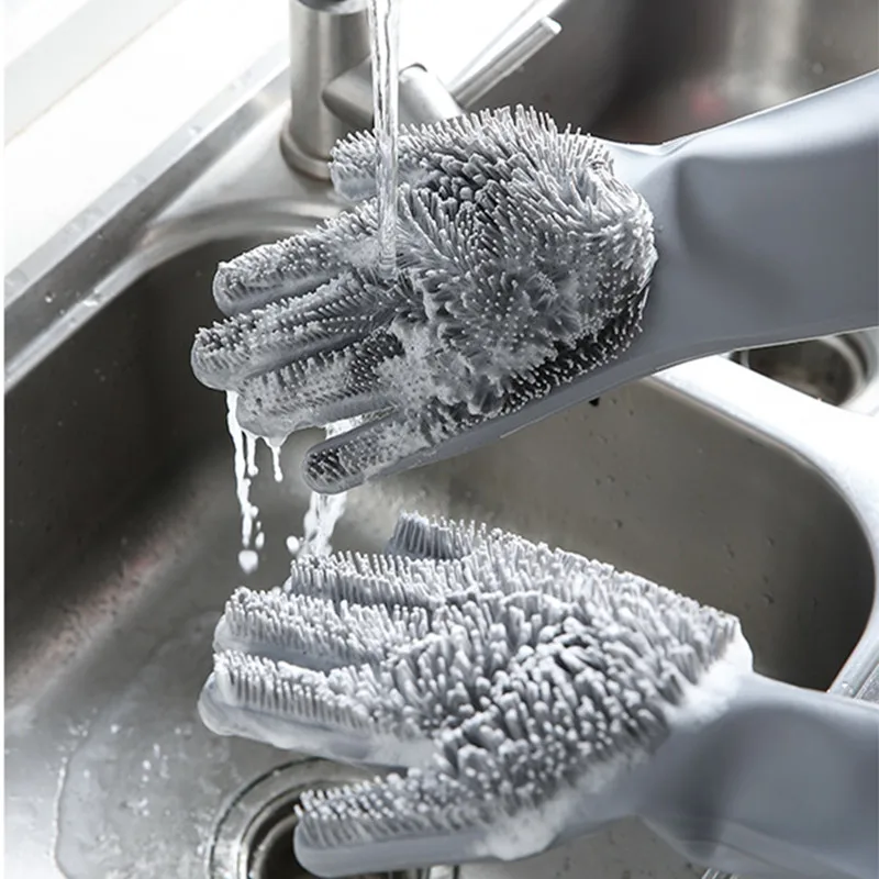 Силиконовая перчатка для мытья посуды Golves скрабирования кухни изолированная