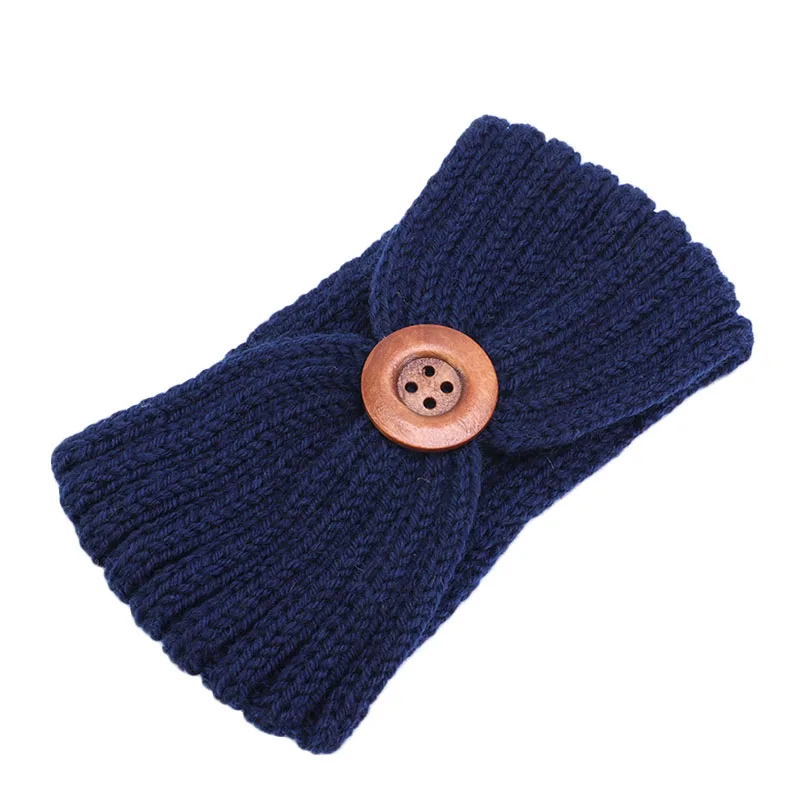 Модные зимние женские богемные деревянные пуговицы вязаный эластичный ободок