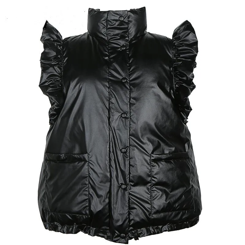

Women New Fashion Waistcoats Coats Drawstring Vintage Black Womens Vest Jackets 2020 Vest Ruffle Winter Vests Women Clothing