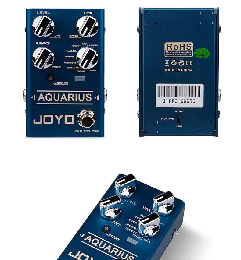JOYO R 07 AQUARIUS Delay + LOOPER Multi Guitar Effect Pedal Multieffects с 8 цифровыми эффектами