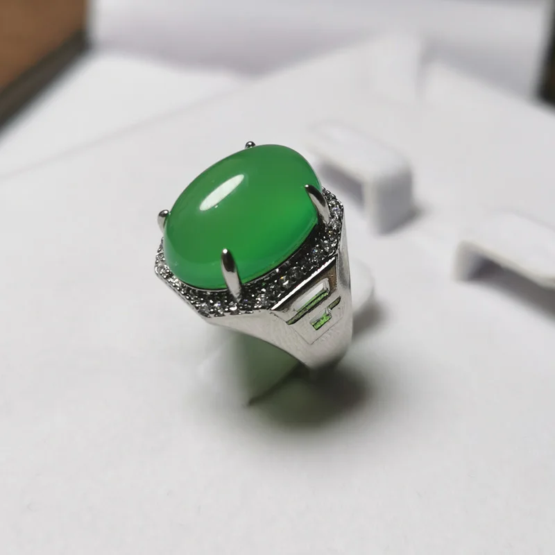 Мужское кольцо с натуральным зеленым нефритом вечерние кольца из серебра