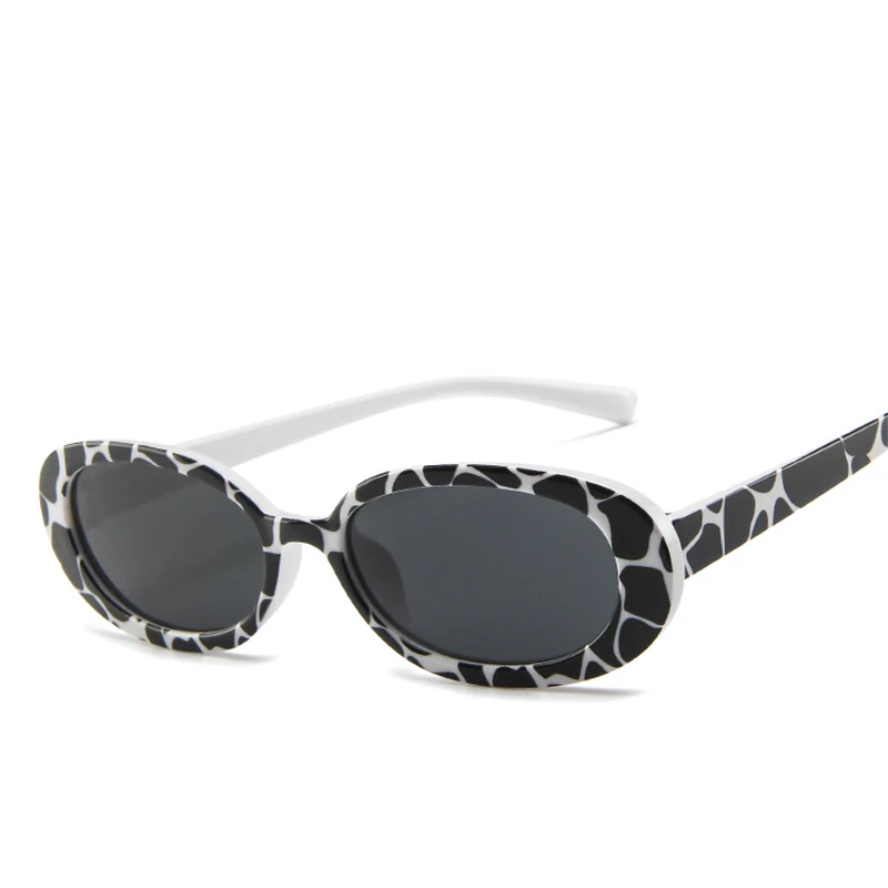 

New Oval Frame Sunglasses Cow Color Sunglasses Personality Small Frame Concave Shaped Decorative Glasses Sunglasses Sunglasses