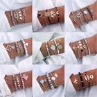 Набор богемных планшетов IFMIA для женщин, винтажный веревочный браслет с блестками, тасом, луной, картой, слоном, сердцем, листьями, Женские Ювелирные изделия, новинка