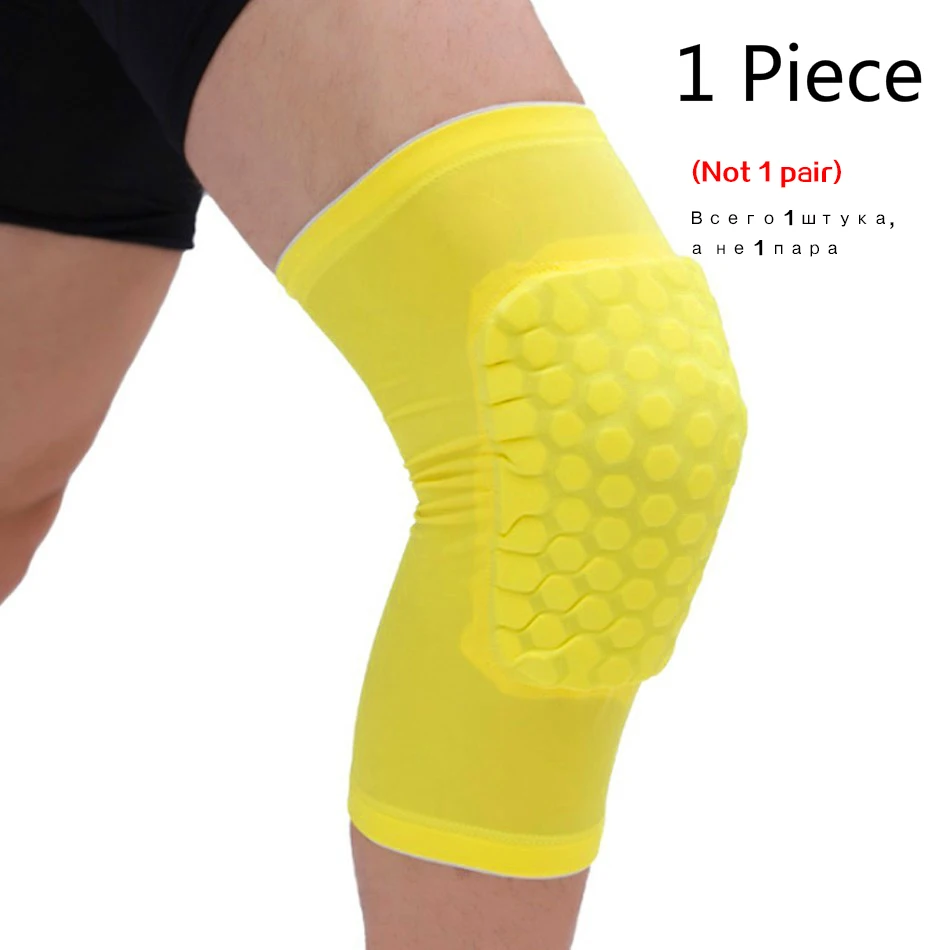 1PCShort Knee Yellow Стоящий 1 шт. баскетбольные наколенники протектор компрессионный рукав соты фиксатор из пенопласта наколенники фитнес снаряжение волейбол поддержка - Цвет: 1PCShort Knee Yellow