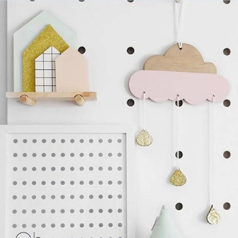 

Nordic Wind Chimes Wooden Cloud Raindrops Chips DIY Wall Hangings Ornaments Kids Room Decorations Nursery Baby Shower Décor