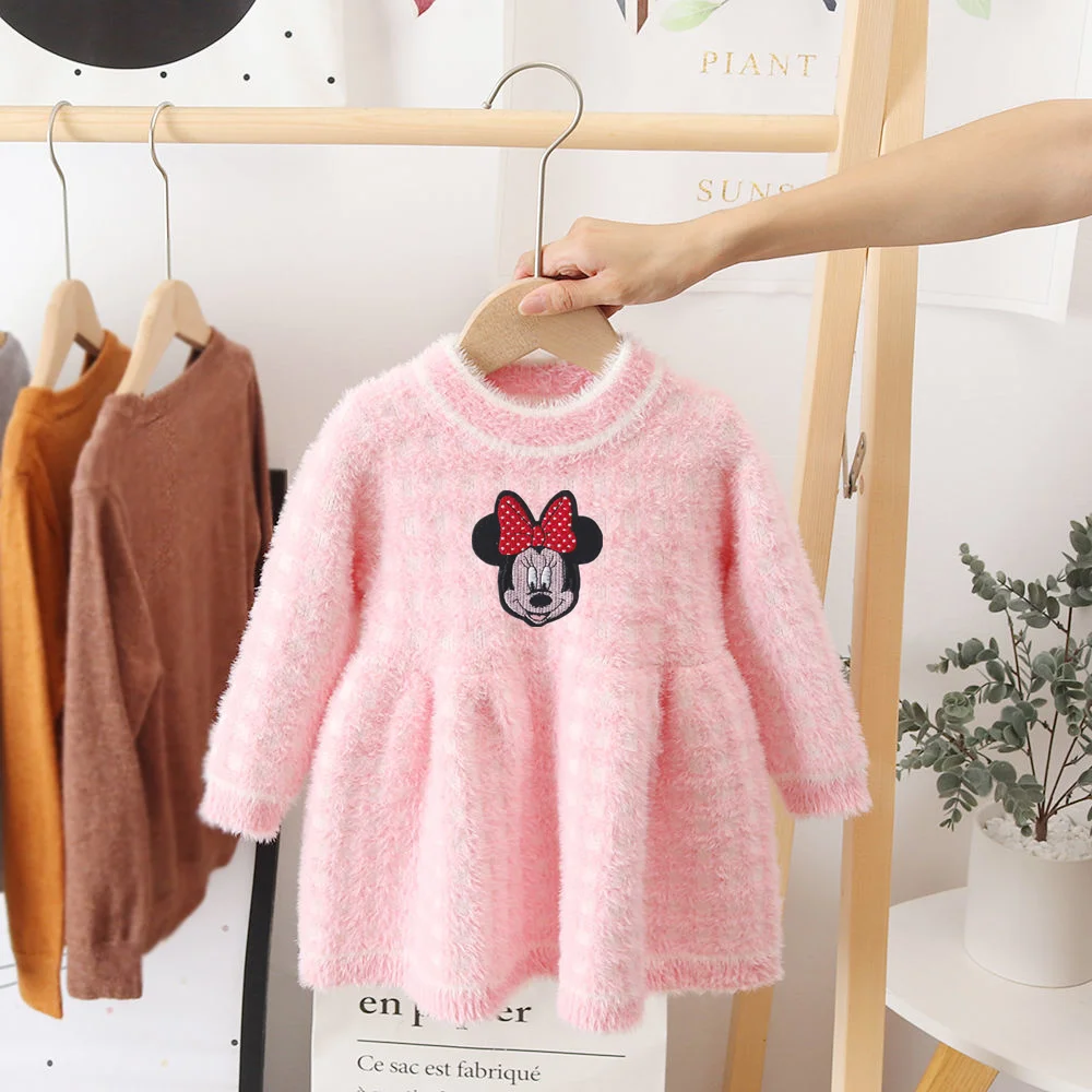Disney princes Minnie cartoon baby Keep warm skirt coat girl autumn and winter top dresse jacket | Мать и ребенок