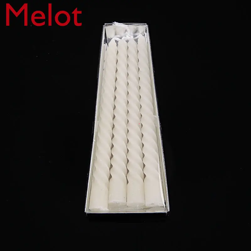 

European-Style Candle Electroplating Spiral Thread Candle Wedding Candle Dinner Smoke-Free Long Brush Holder Wax