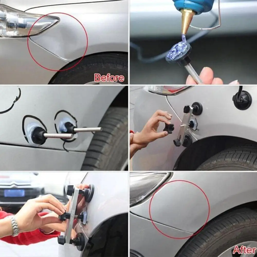 

Car Dent Repair Body Damage Fix Tool Pulling Bridge Tabs Glue Repair Puller Kit Removal Dent Paintless Tools Hand Universal U7X7