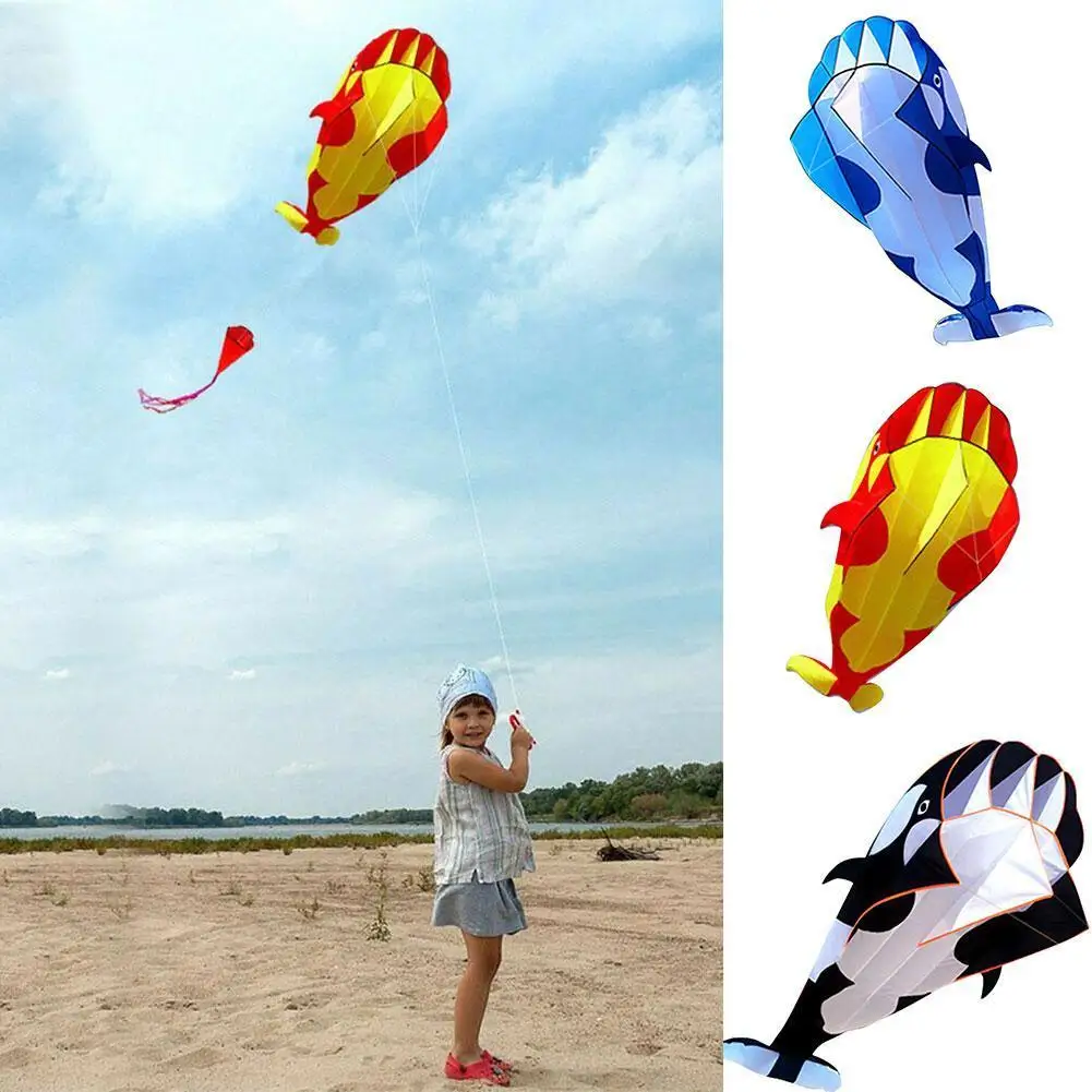 

3D Soft Kite Whale Dolphin Frameless Flying Kite Cute Outdoor Sports Toy Children Kids Funny Gift With 30M Line 120*215 cm