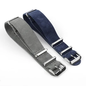 Замшевый кожаный ремешок Zulu часы с ремешком Nato Band 18 мм 20 мм 22 мм 24 мм, мягкий сменный серебристый квадратный ремешок с пряжкой, аксессуары для часов