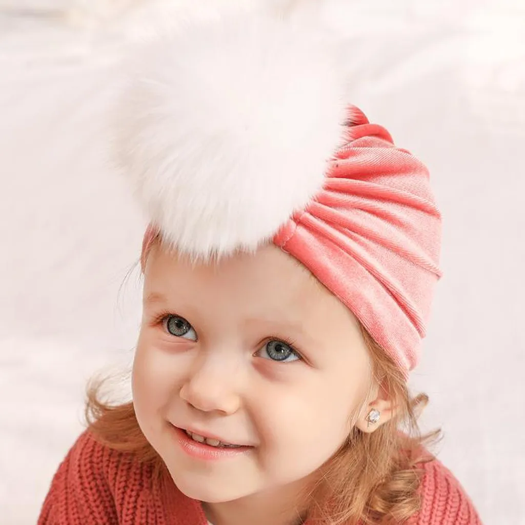 10 см шапочка бархатная модная шапка для девочек и мальчиков с помпоном в виде