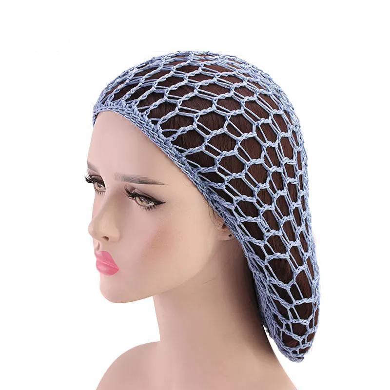 

Women Soft Rayon Crochet Hairnet Oversize Pure Color Knit Hat Cap Snood Hair Net Headbands Lady Hair Accessories Wholesale