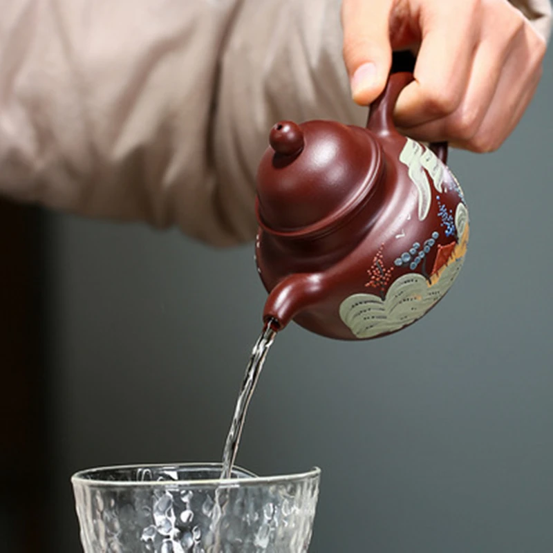 

Yixing Teapot Master Handmade Raw Ore Purple Sand Mud Mountain Water Ball Pot High Grade 180 ML Tea Set