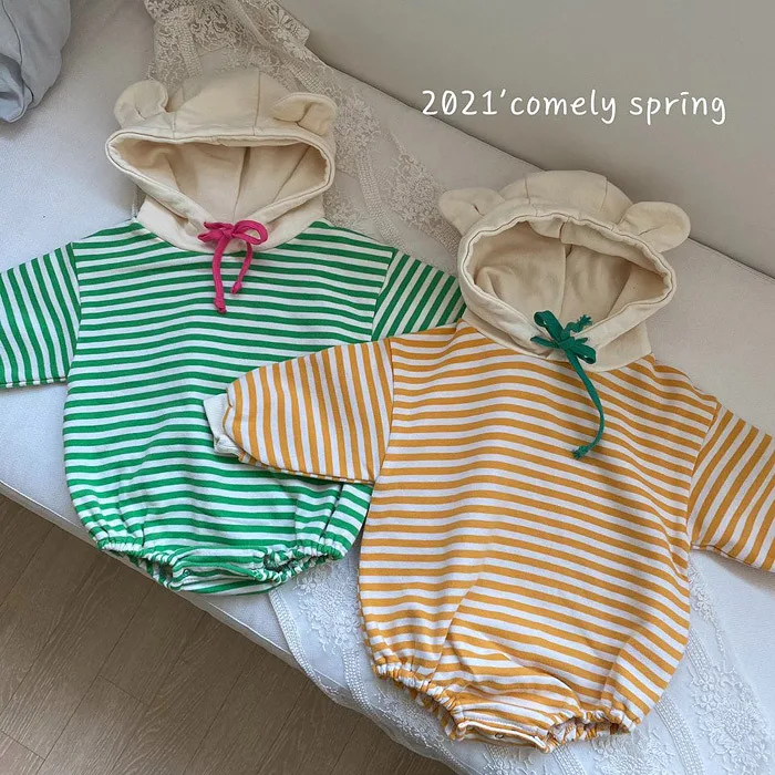 

Korean Children's Clothing Spring Baby Romper Boys Girls Long Sleeve Striped Leisure Jumpsuit
