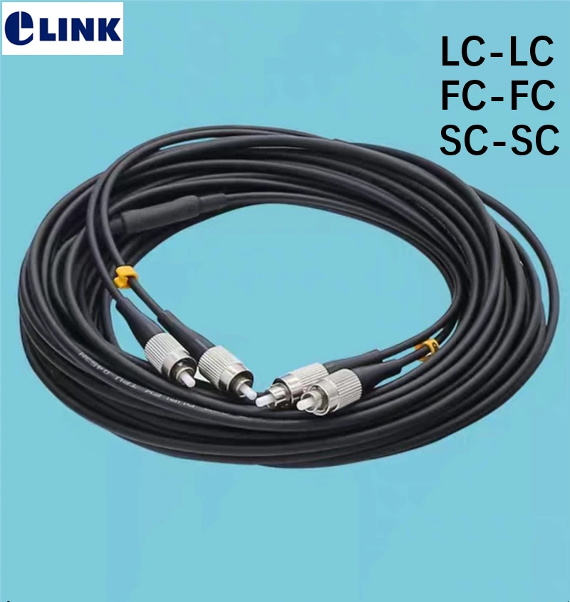 20mtr Armored 2 cores TPU Fiber optic Patchcord 2C 3.0mm waterproof Outdoor LC SC FC SCAPC LCAPC patch Lead cable jumper SM DX