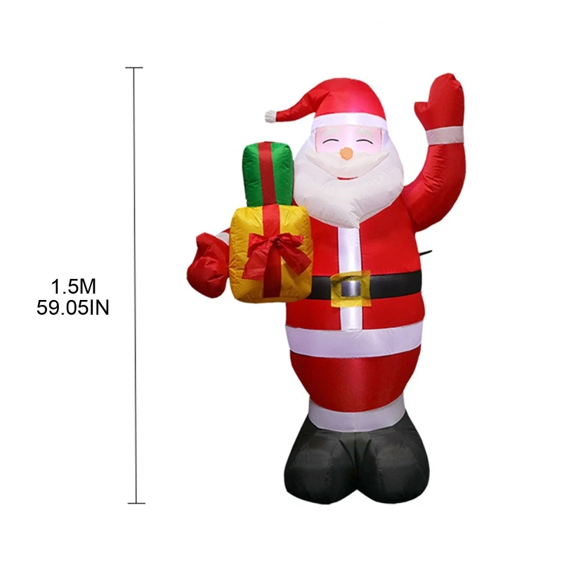 

Christmas Waving Hand Santa with Gift Inflatable Ornaments Prop Yard Giant Lawn Inflatables Home Family Outside