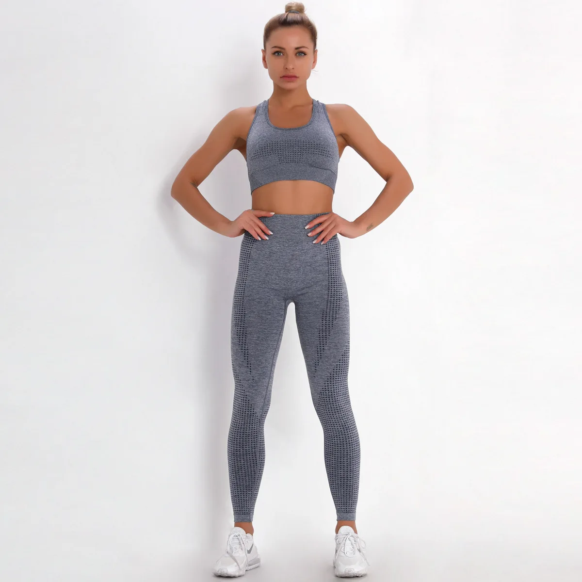 

New Seamless Yoga Set Women's Fitness Clothing Sportswear Female Gym Leggings Padded Push-up Strappy Sports Bra Yoga Sport Suits