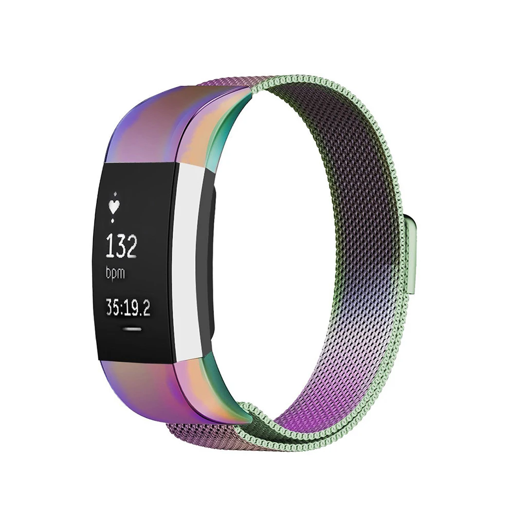 

For Fitbit Charge 2 Replacement Magnetic Loop Strap Stainless Steel Wrist Band Silver Black Colorful Rose Gold Optional New