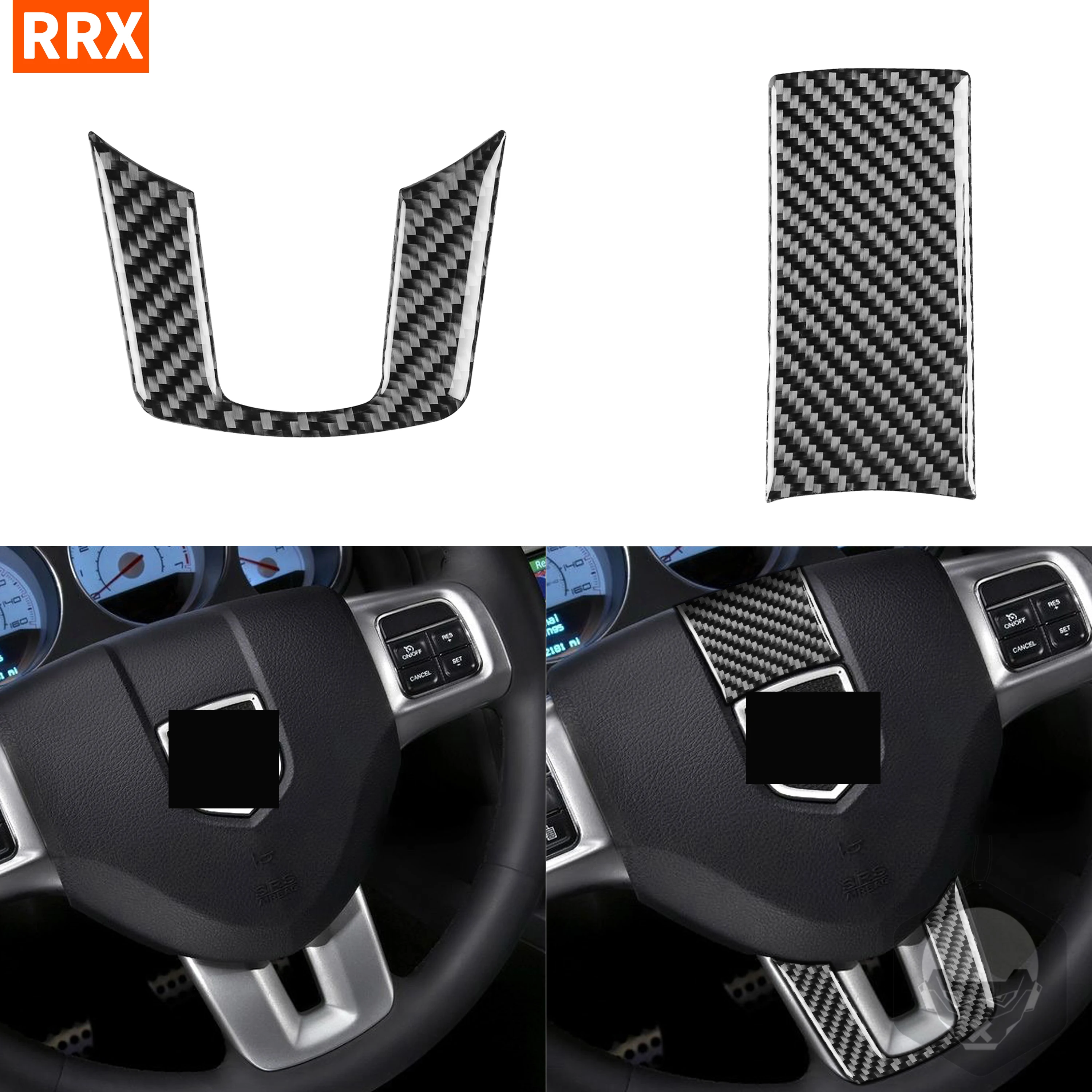 

Carbon Fiber Car Accessories For Dodge Challenger 2011-2014 Steering Wheel Accent Trim Sticker Cover Modified Interior