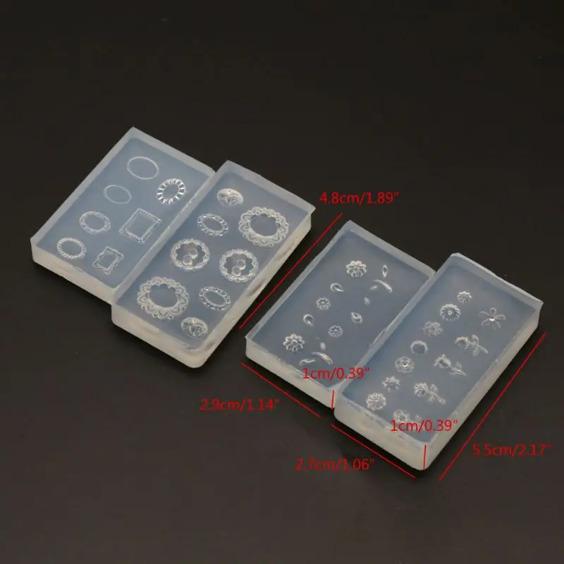 

2Pcs Mini Leaves Flower 3D Silicone Clear Mold Button Embossed Frame Nail Carving Mold Nail Art Templates Maincure Tools