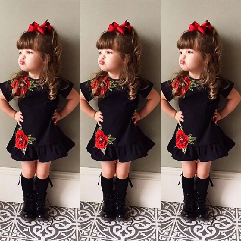 

Pudcoco Girl Dress USA Toddler Kids Baby Girls 3D Flower Summer Party Dress Sundress Clothes 0-4T