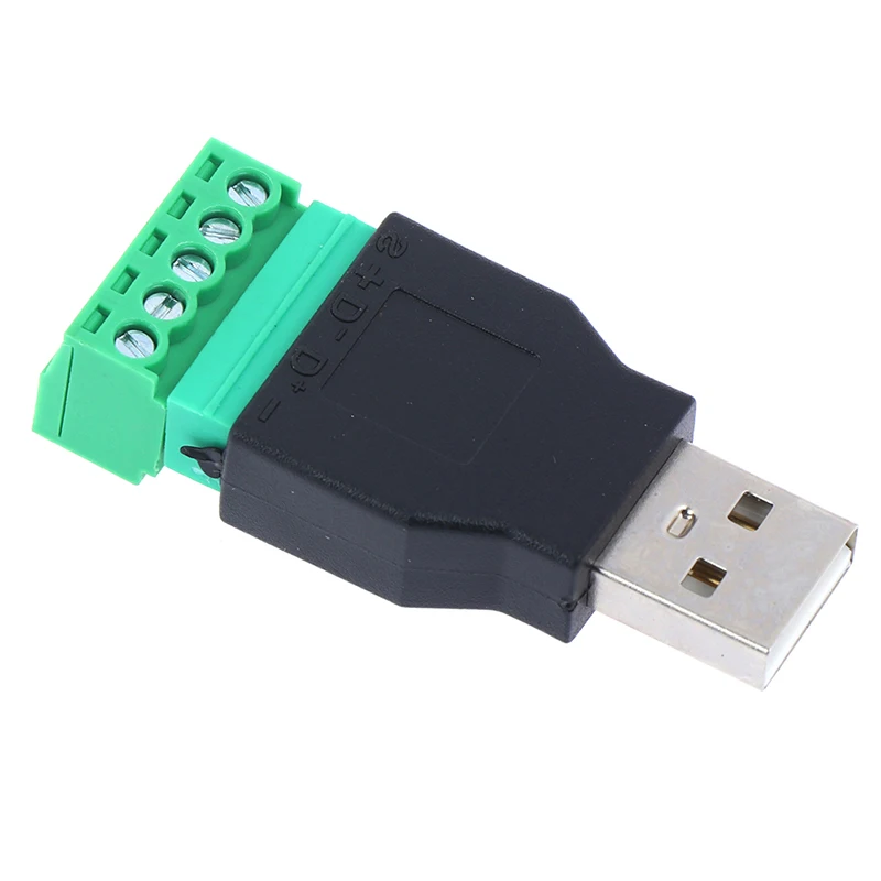 

New USB 2.0 Type A Male To 5P Screw W/ Shield Terminal Plug Adapter Connectors