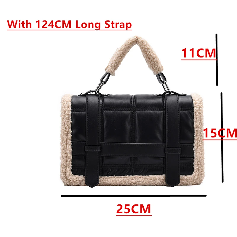 

Winter Fashion Square Flap Bag For Women 2020 Trend Plush Top-Handle Tote Branded Designer Small Handbags Female Crossbody Bag