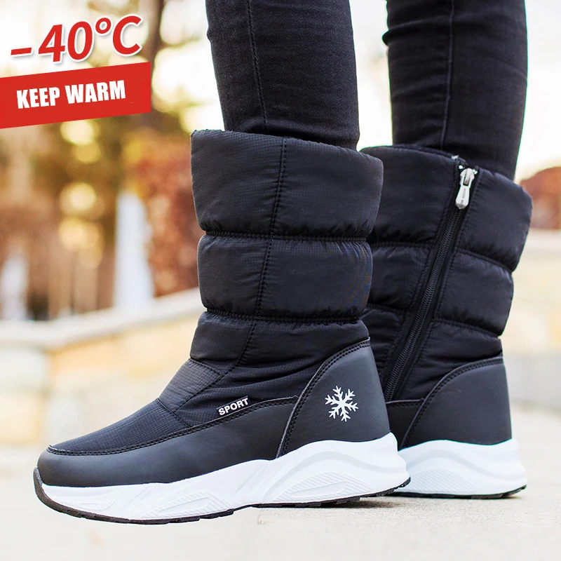 

Platform Women's High Boots Winter Thick Plush Waterproof Women Shoes Non-slip Fashion Snow Boot for Ladies Shoe botte femme