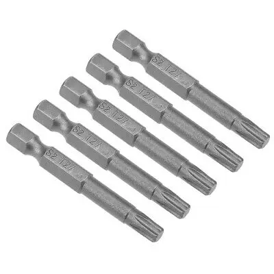 

5pcs 50mm Long 1/4" Hex Shank T27 Torx Head Screwdriver Bits S2 High Alloy Steel