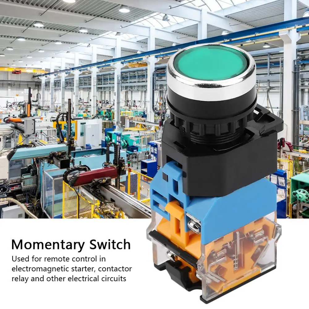 1 шт. кнопочный переключатель плоский Зеленый Мгновенный Переключатель с