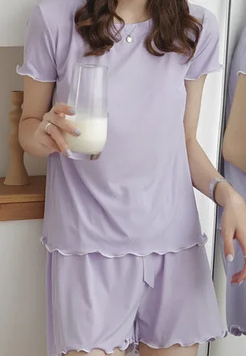 

Women's Leisure Home wear Summer Short Sleeve Shorts Round Neck Pajamas Leisure Two Piece Suit Women's Fashion Homewear