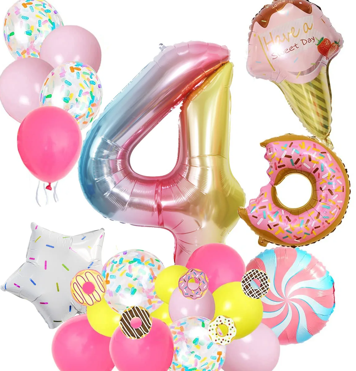 

21pcs Donut Balloon Ice Cream Party Balloon Decoration Macaron Color Children Baby Birthday Party Balloon Decoration Donut