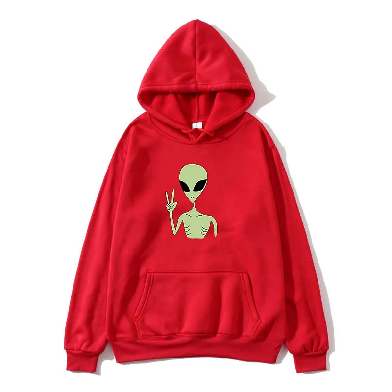 2020 New Kawai Harajuku Fun Alien Oversized Hoodie Sweatshirts Autumn Winter Women's Kawaii Loose Long Sleeve Top Plus Size