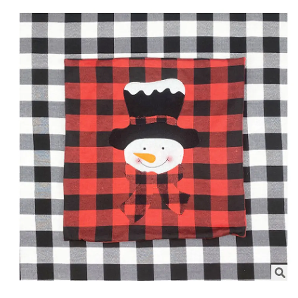 Christmas Throw Pillow Covers Red Buffalo Plaid Cushion with Santa Snowman Reindeer Pattern | Дом и сад