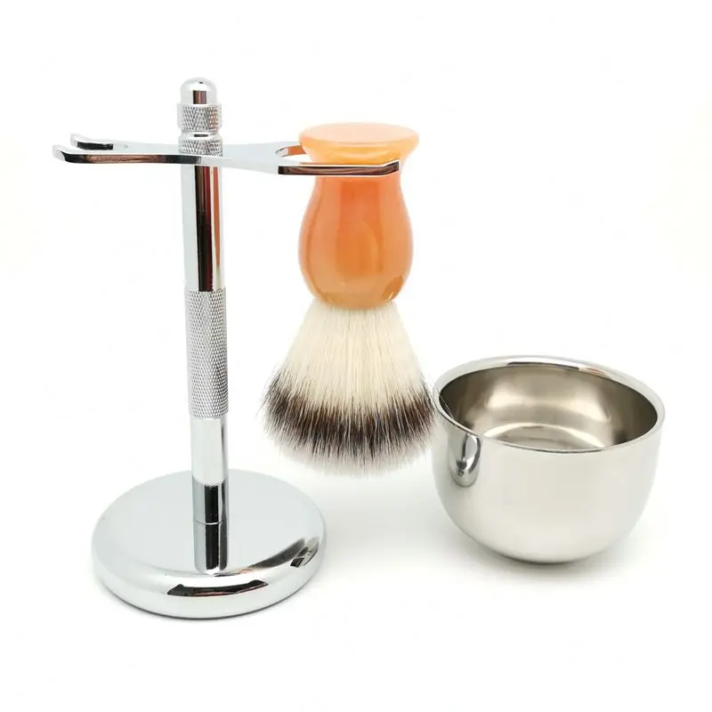 TEYO Bicolor nylon Shaving Brush  Shaving Bowl  and Stand Set