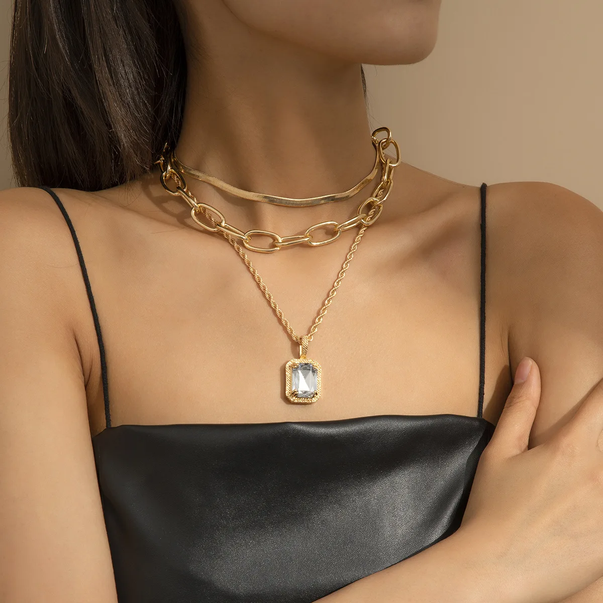 

Модная Золотая цепочка колье ожерелье для женщин в винтажном стиле, сапоги в панковском стиле, металлические многоуровневый замок цепи оже...