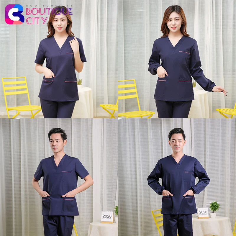 

Custom Name Or Logo Scrub Suit Free Embroidery For Man And Women Sets S-7XL(Top+Pants)