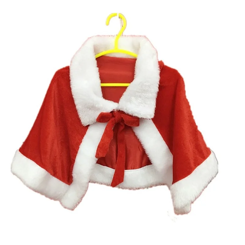 

Christmas Red Hooded Cloak Santa Claus Role Playing Fancy Party Outdoor Dress Up Costume Accessories Children Adults