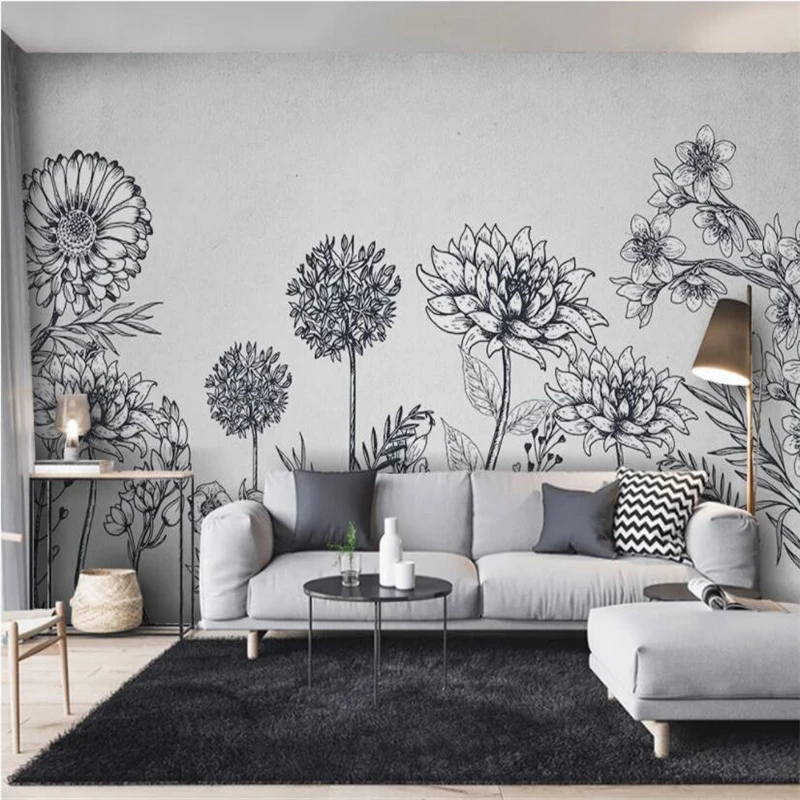 Фото - beibehang Custom Gray flowers Photo Wallpapers for Living room decoration TV Background Art wall covering Mural Wallpaper decor beibehang 60x300cm modern self adhesive wallpaper roll children s room tv background covering stars wallpapers for living room