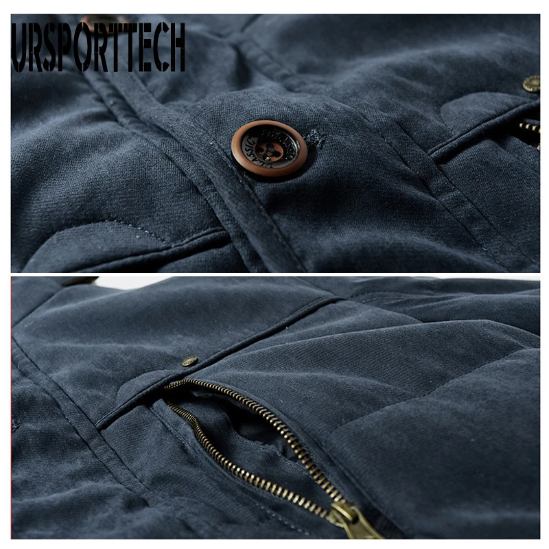 URSPORTTECH Brand Winter Jacket Men Parka Thick Warm Plus Velvet Winter Coat Men Outwear Hooded Jackets and Coats Plus Size 7XL