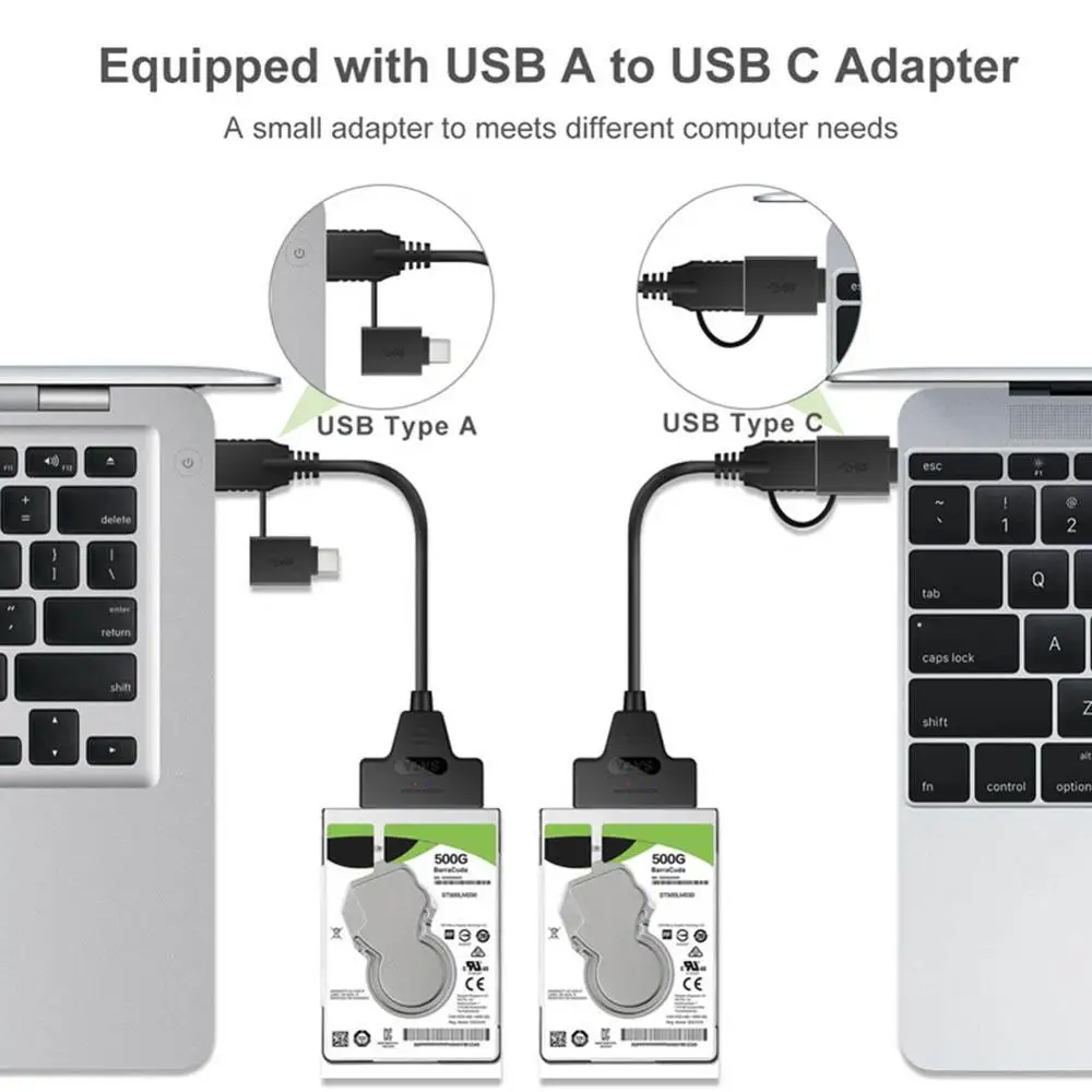 20/50 см USB3.0/кабель-Переходник USB C на SATA 2 в 1 конвертер жесткого диска кабель