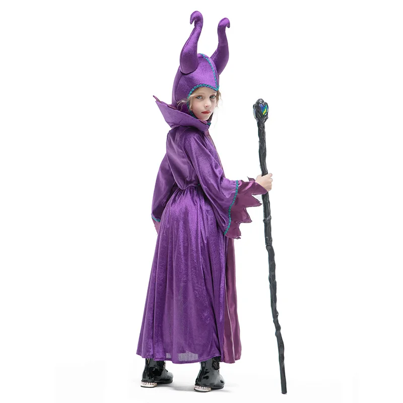 Movie Maleficent Costume angelina Jolie Marlene Fiesen Evil witch Halloween Fantasia Party Fancy Dress Children Cosplay Outfit |