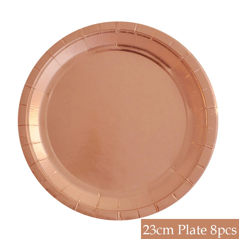 Набор одноразовой посуды из розового золота 8 шт.|Одноразовая посуда для