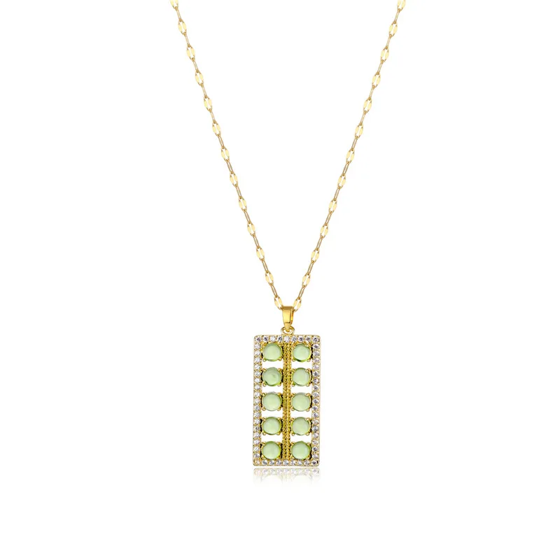 

2021 New Trend Square abacus Pendant Necklace for Women Stainless Steel Full RhineStone Necklace Clavicle Chain Charm Jewelry Gi