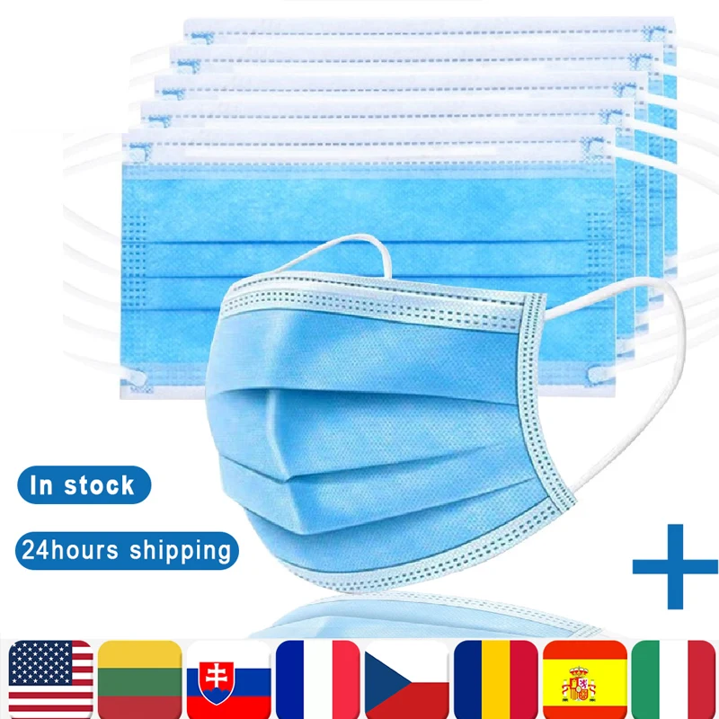 Face Mask Fast 24 Hours Delivery 3-layers Protection Mouth Masks Disposable Non Woven Anti-Dust Meltblown Cloth | Красота и здоровье