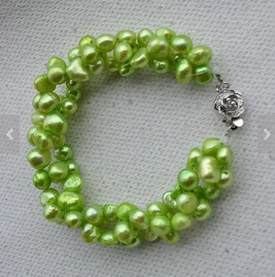 

Favarite Pearl Fine Jewelry Peak Green Baroque Twisted Freshwater Pearl Bracelet Wedding Party Birthday Prom Charming Women Gift