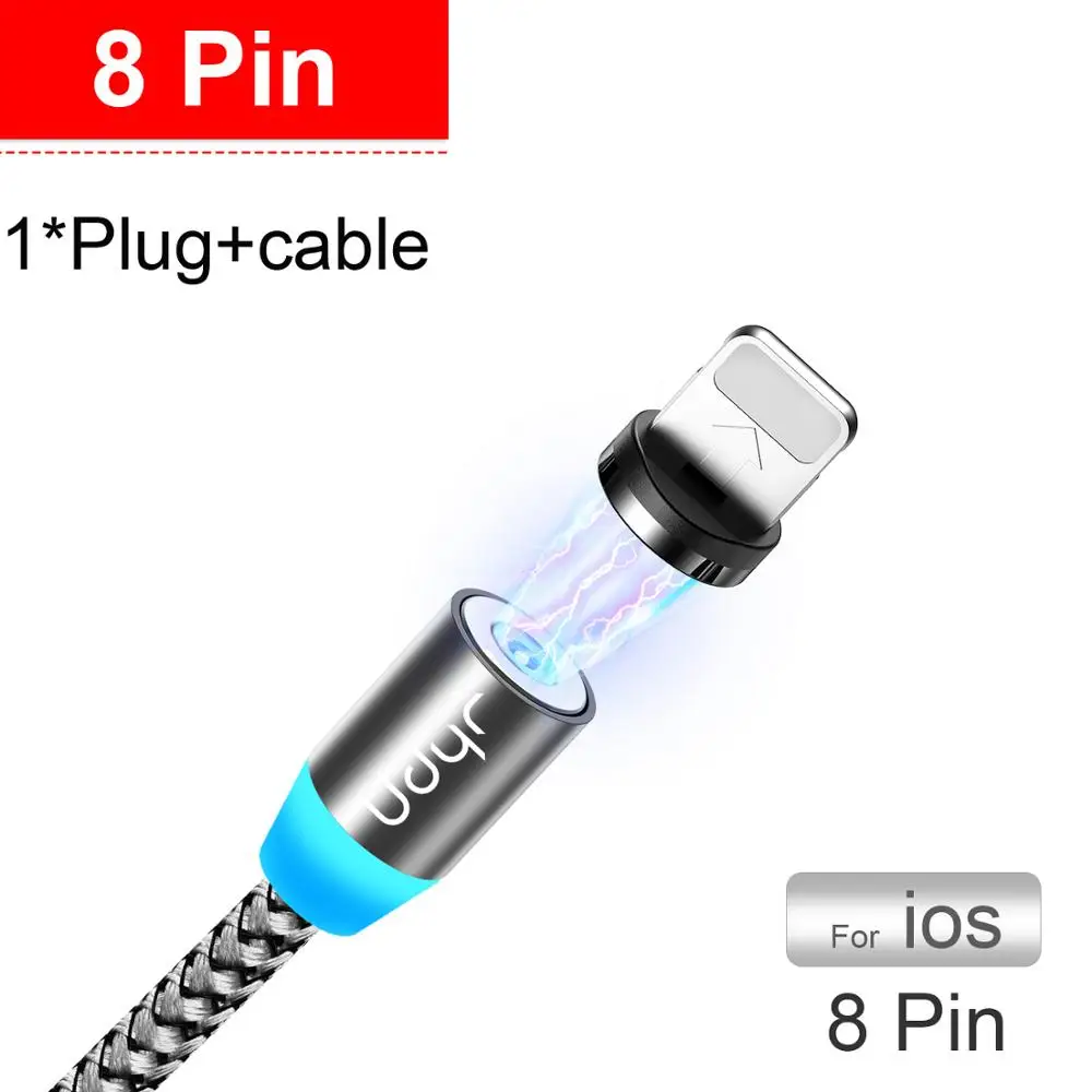 Udyr Магнитный Micro usb type C кабель для iphone samsung Android 2 м Быстрая зарядка магнит Зарядное устройство USB кабель провод для мобильного телефона шнур - Цвет: Gray For iphone