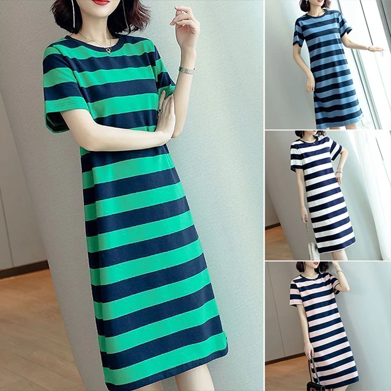 

Korean Style Loose and Thin Mid-Length Over-The-Knee T-Shirt Skirt Female