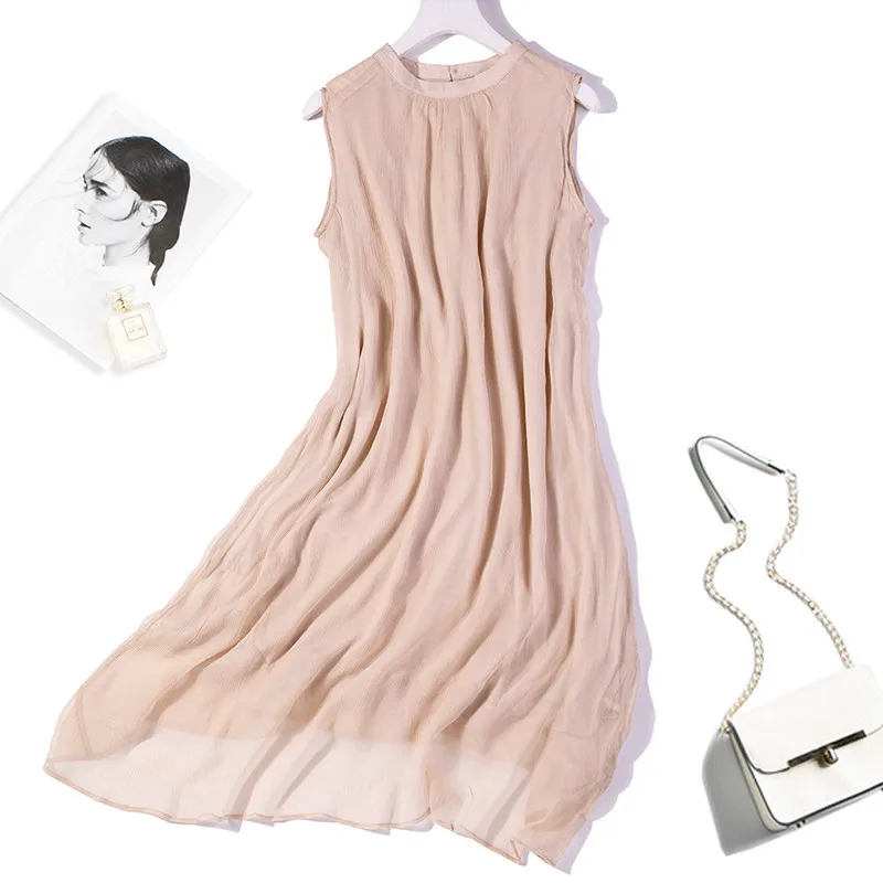 Женское длинное розовое платье с хлопковой подкладкой без рукавов круглым